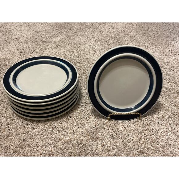(7) Anemone Blue by Arabia of Finland Salad Plates Set Of 7 Vintage Denmark - Picture 2 of 5